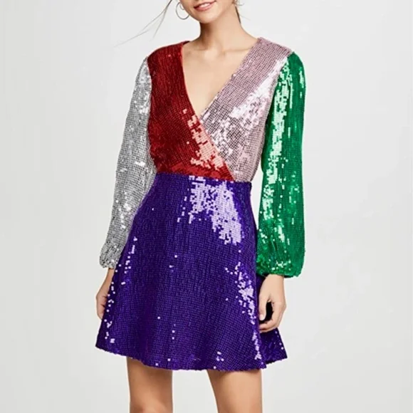Alice + Olivia Multicolor Sequin Mini Dress - Picture 1 of 11